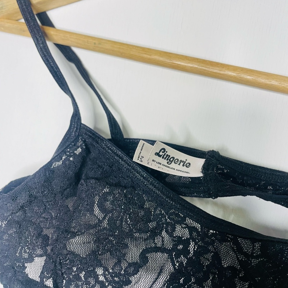 Los Angeles Apparel Floral Black Lace Bralette - Picture 4 of 5